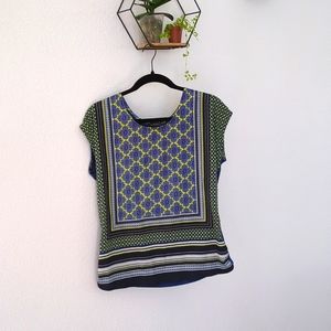 The Limited Blue & Yellow Patterned Top